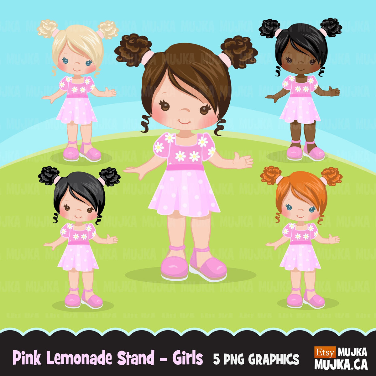 Pink Lemonade Stand Girls clipart summer – MUJKA CLIPARTS