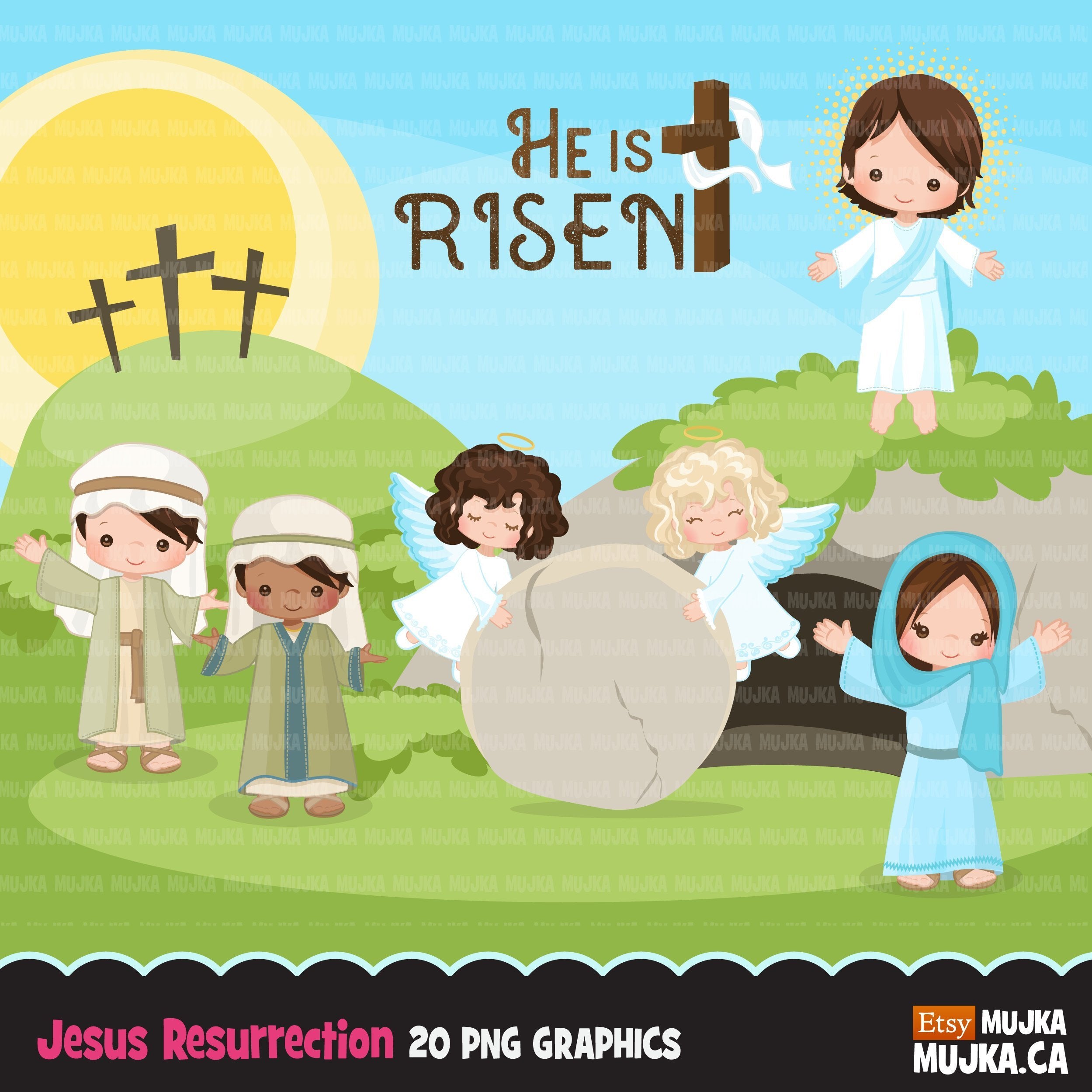 He graphics. Resurrection Clipart. Religious Illustrator. Story about Jesus and Easter for Kids. Religiosity Illustrator.