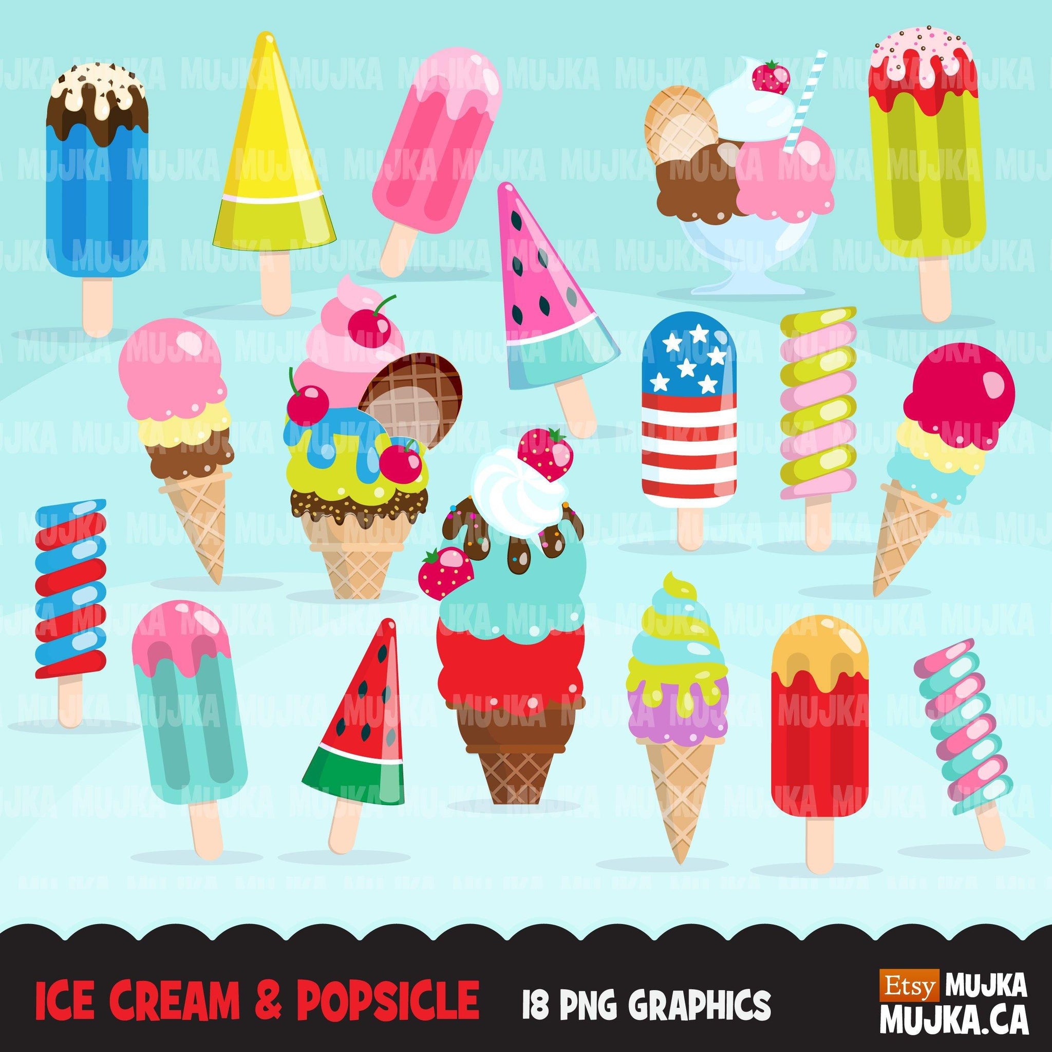 Ice Cream Clipart Summer Graphics Popsicle Ice Cream Cone Mujka Cliparts