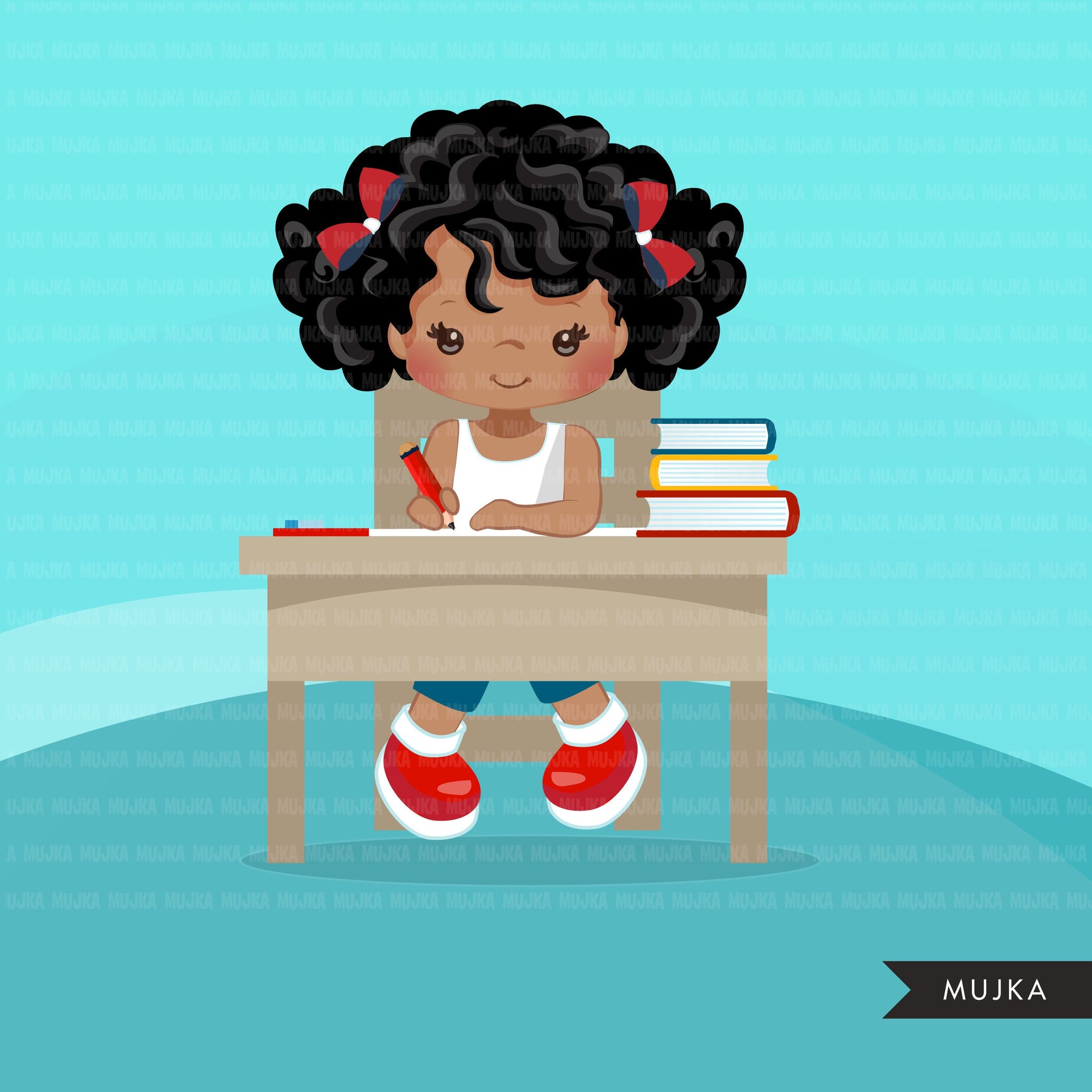 Back To School Clipart With Black Girl Students Sitting On A Desk Mujka Cliparts