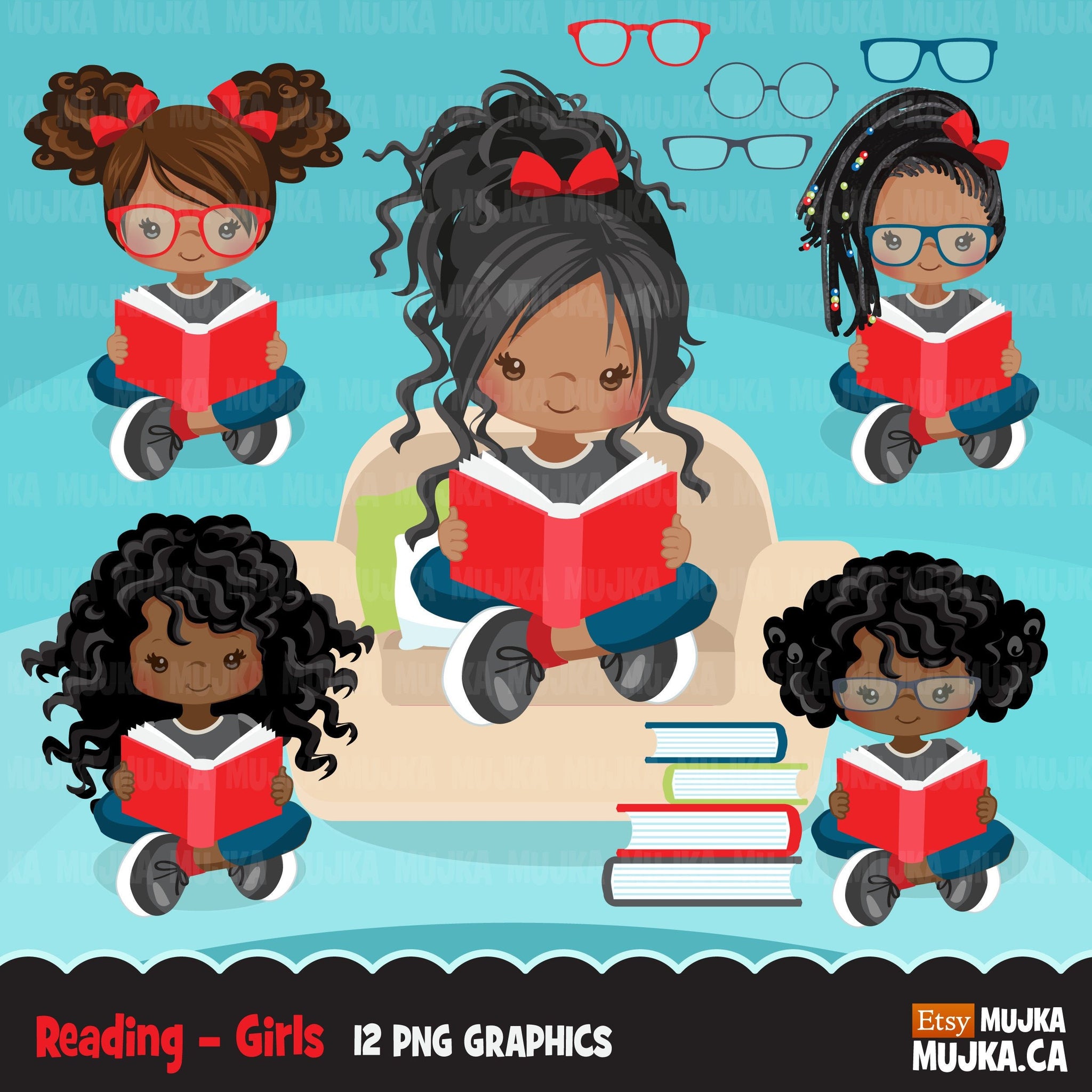 Reading Clipart School Activity Homework Student Black Girl Graphic Mujka Cliparts