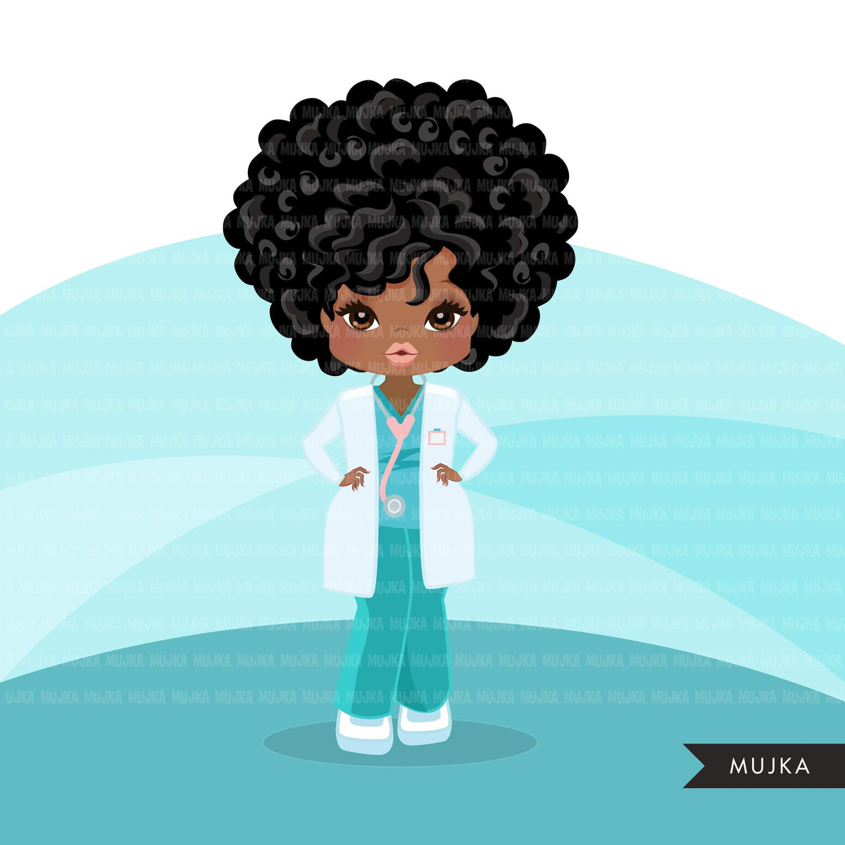 Afro Doctor clipart with scrubs , patient chart graphics, print and cu ...