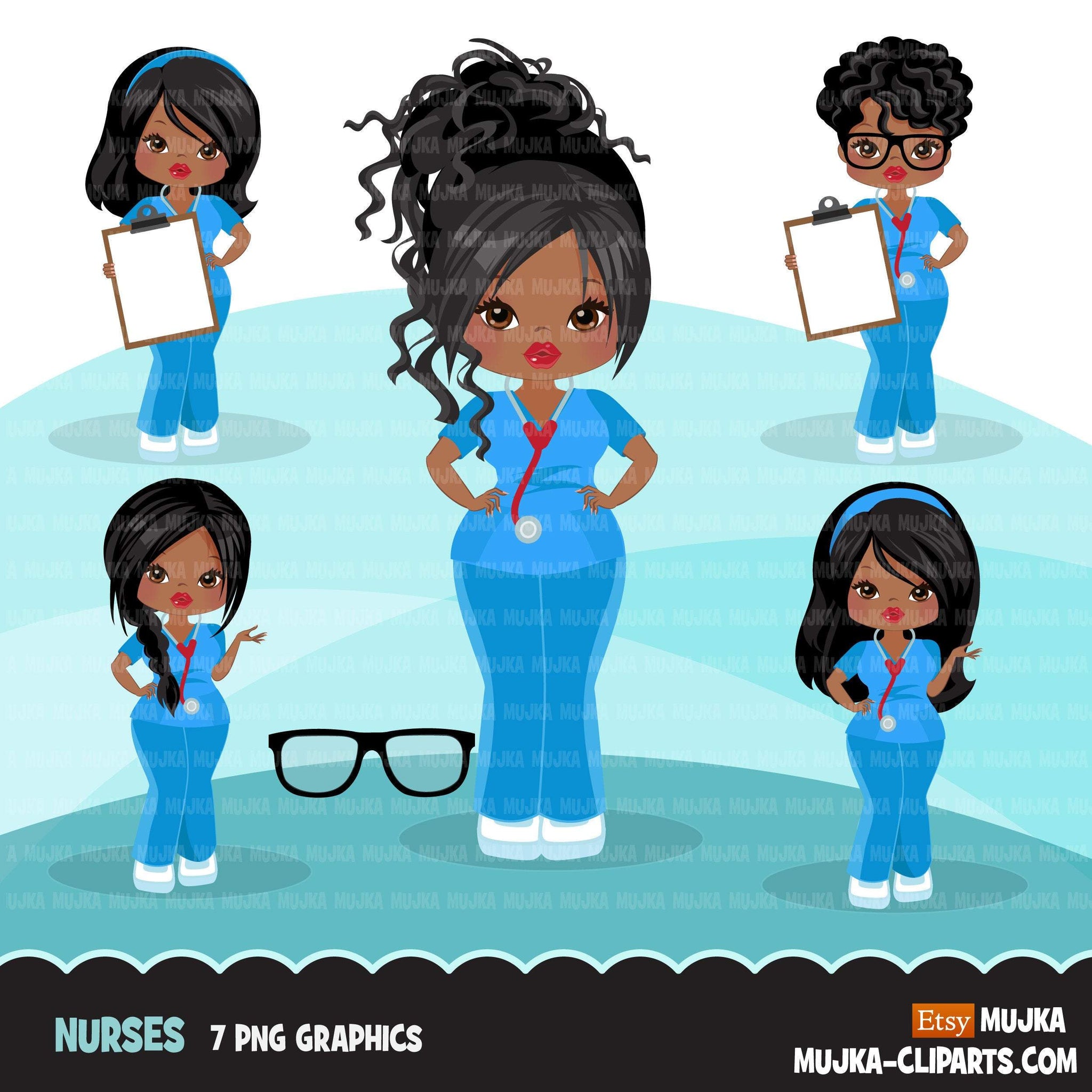 Download Black nurse clipart with scrubs African-American graphics ...