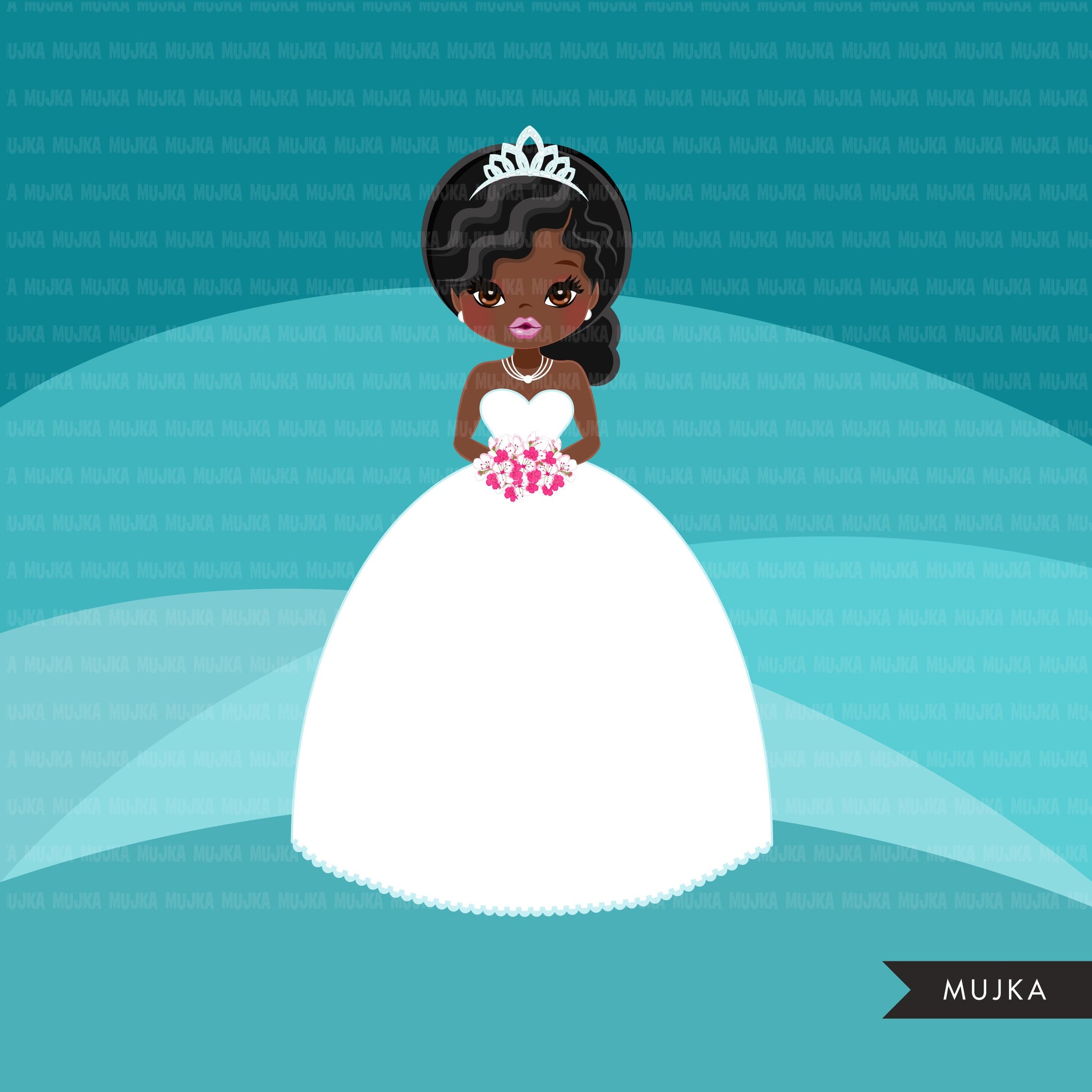 Download Black Bride Avatar Clipart Print And Cut Wedding Graphics Afro Girl Mujka Cliparts