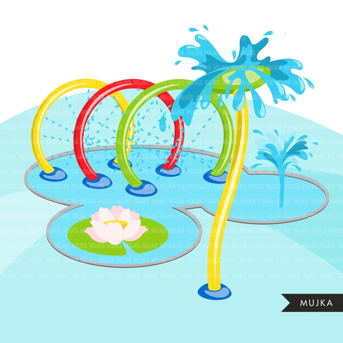 Splash Pad park clipart Bundle, build your own park with kids, outdoor