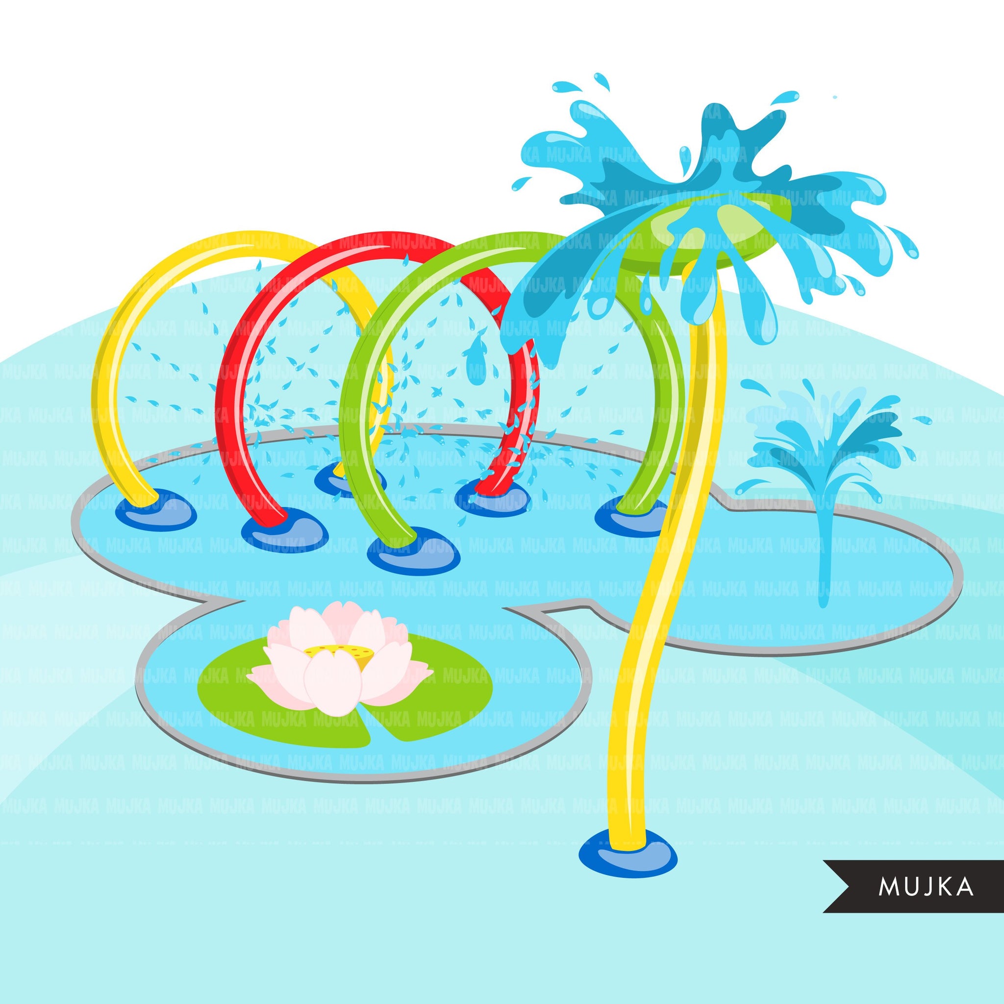 Splash Pad Park Clipart Bundle Build Your Own Park With Kids Outdoor Mujka Cliparts