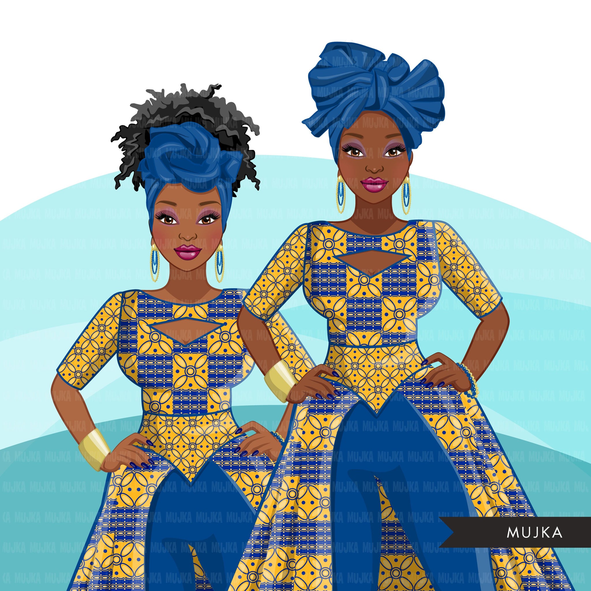 blue and gold african dress