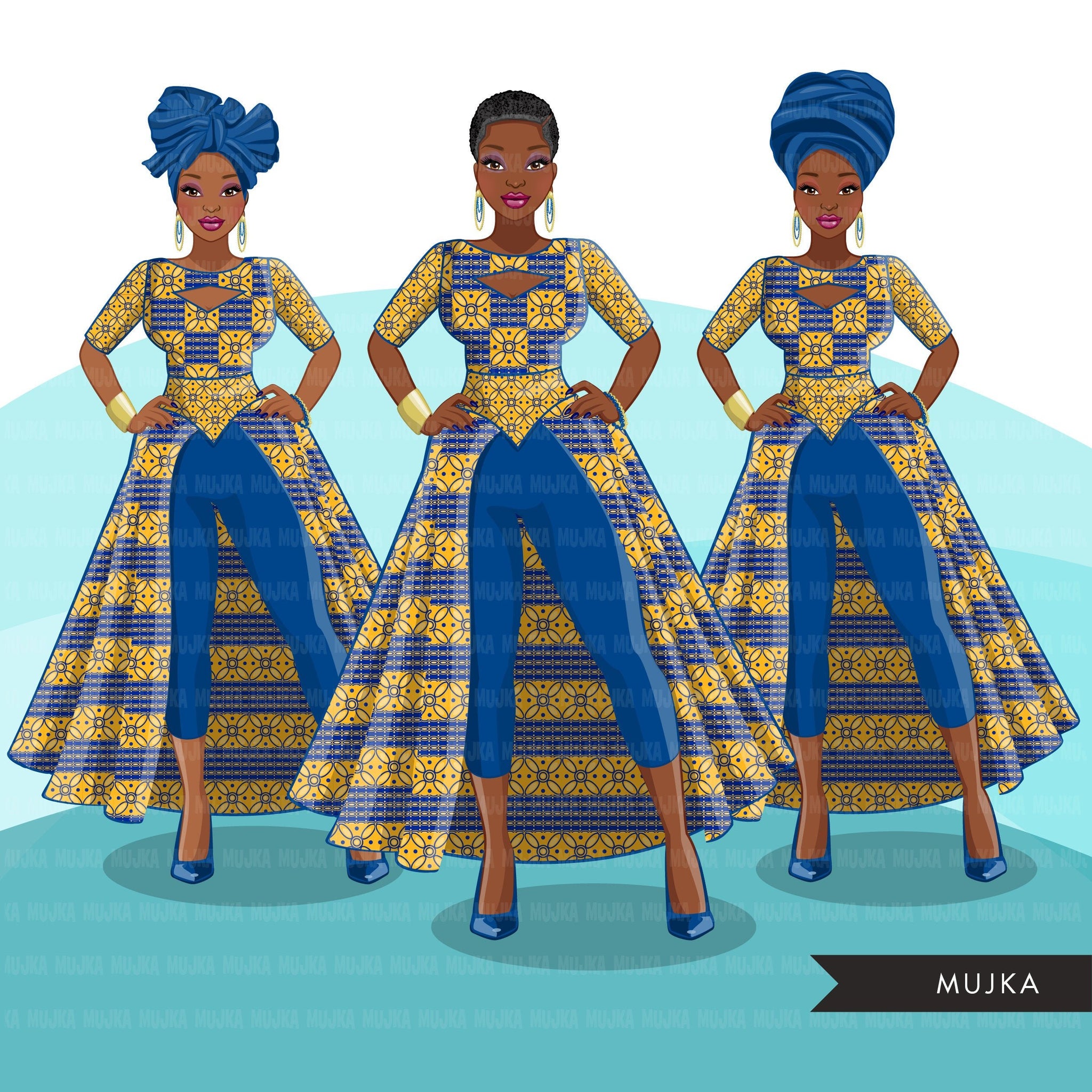 royal blue and gold african dress