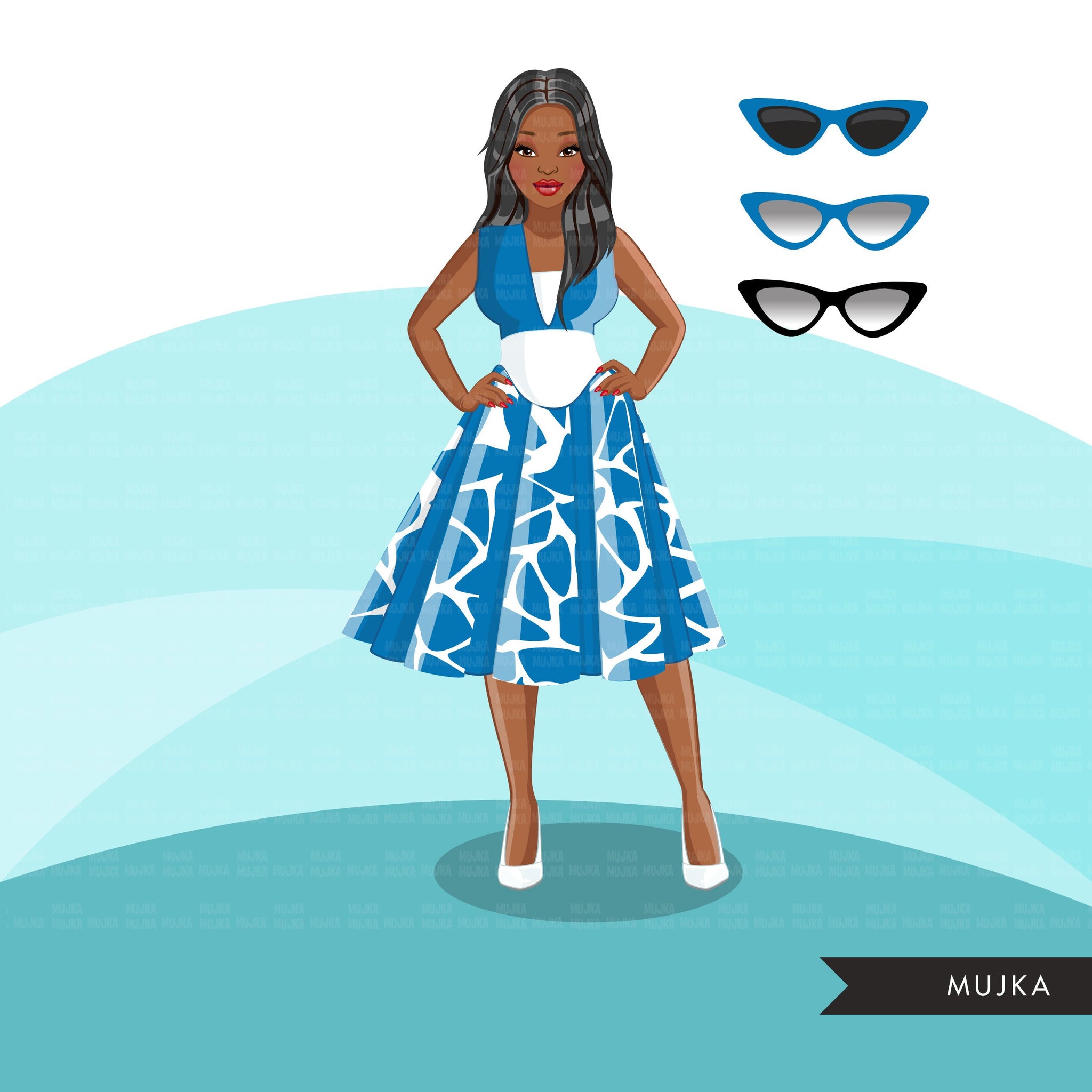 diva a blue dress toasting clipart