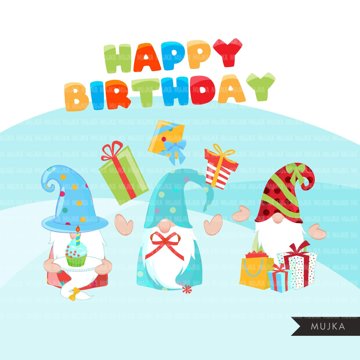Download Birthday gnomes Clipart, birthday graphics, colorful party Gnome graph - MUJKA CLIPARTS