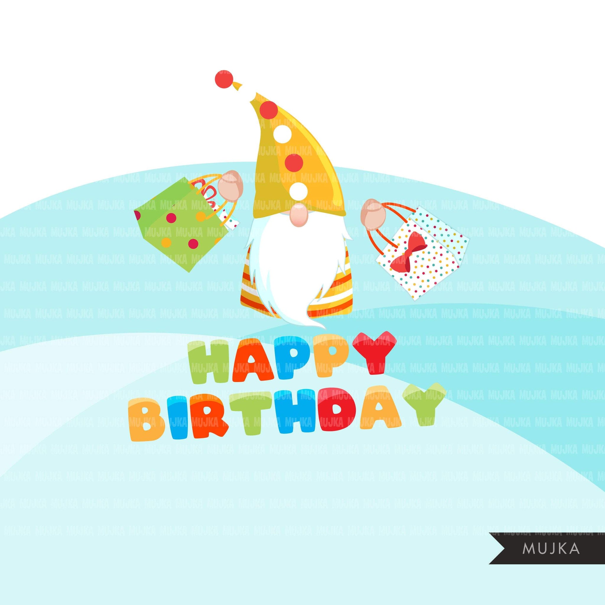 Download Birthday gnomes Clipart, birthday graphics, colorful party Gnome graph - MUJKA CLIPARTS
