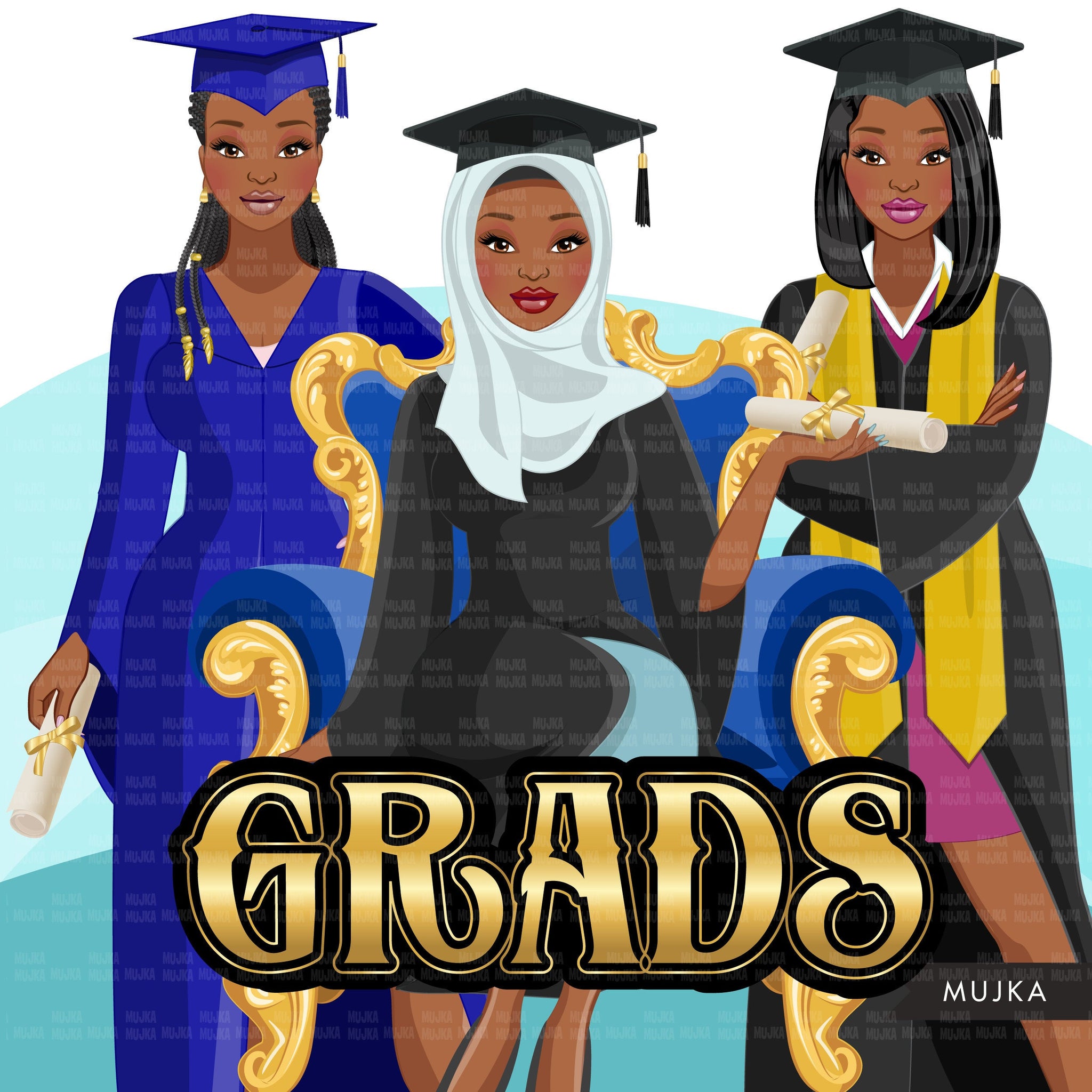 Download Graduation Clipart Graduates 2021 Grads Friends Black Woman Graduat Mujka Cliparts