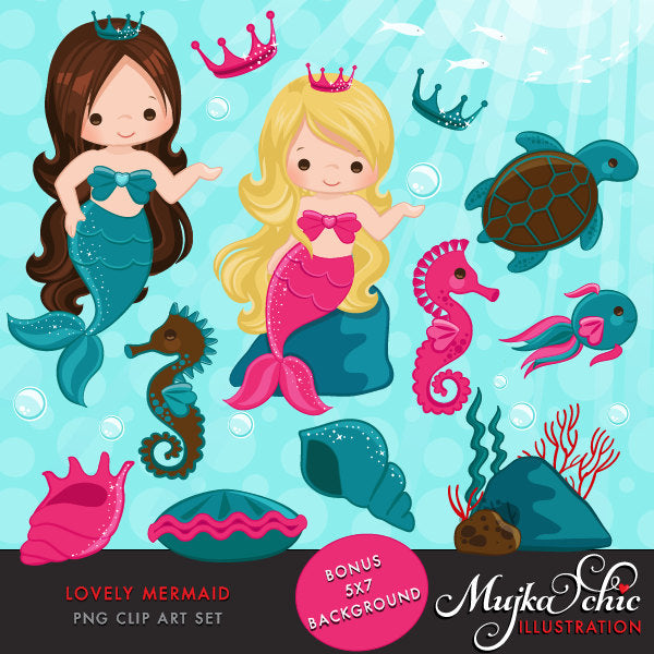 Mermaid Clipart Under Sea Girl Graphics Mujka Cliparts