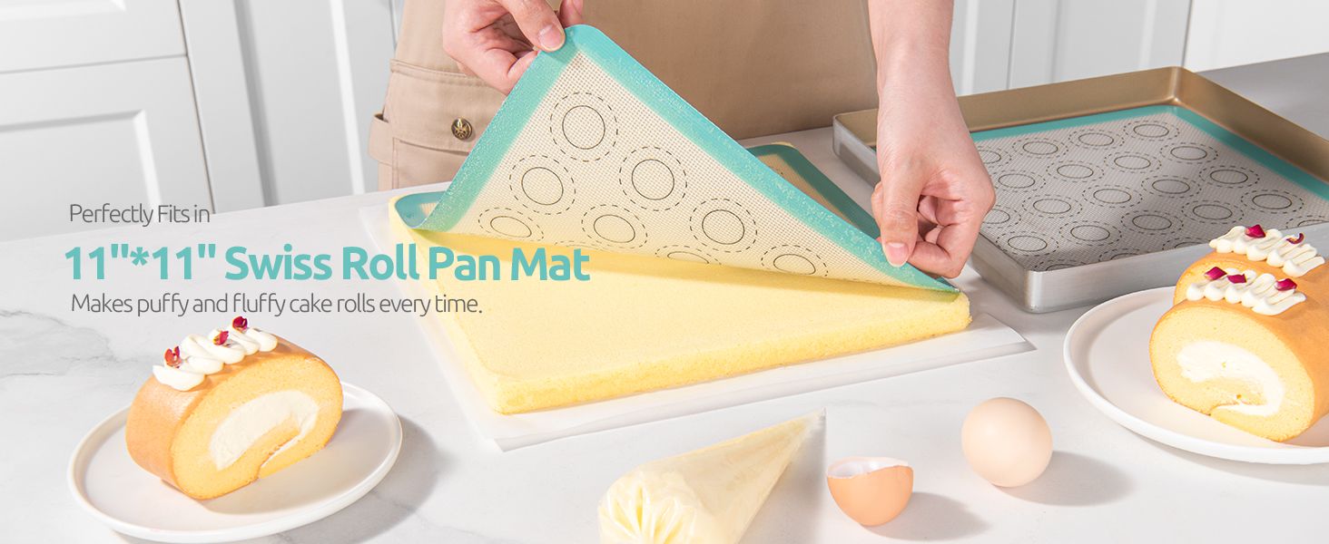 U-Taste 11x11 Inch Non Stick Silicone Baking Mat Set (2 PCS, Aqua Sky)