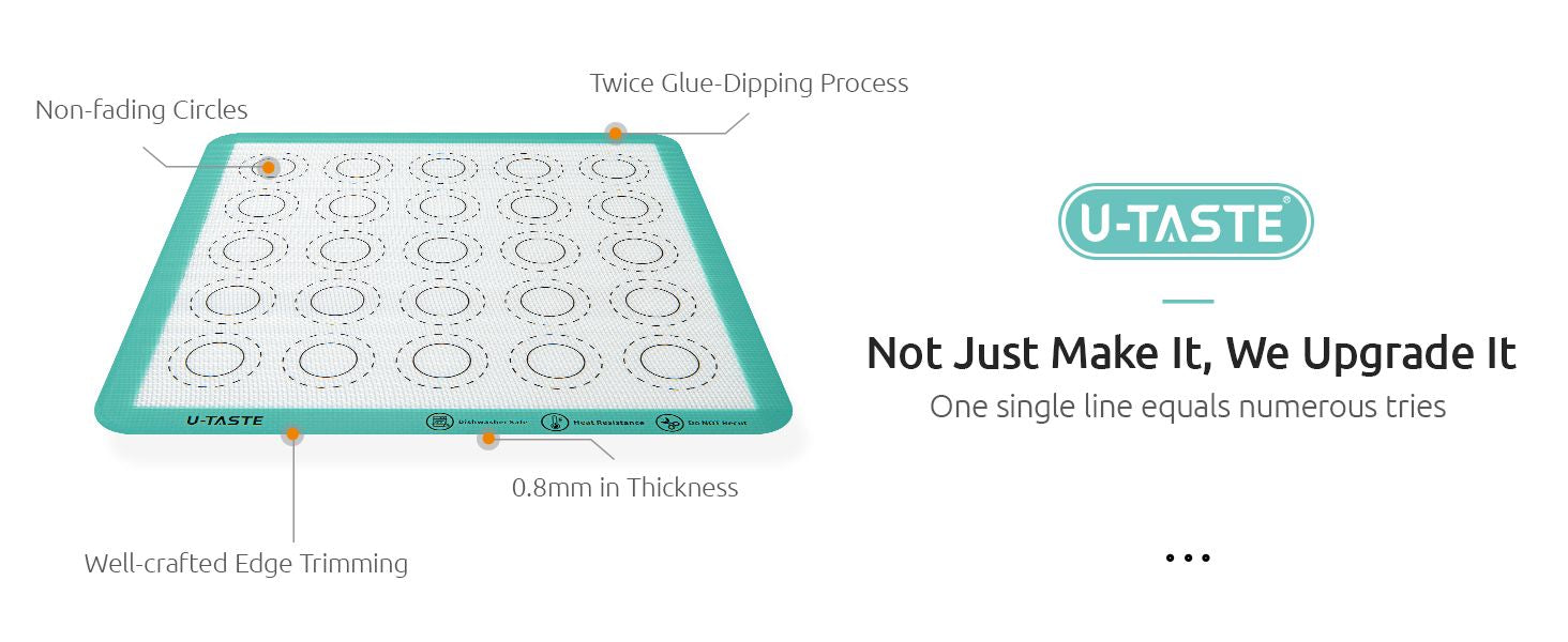 U-Taste 11x11 Inch Non Stick Silicone Baking Mat Set (2 PCS, Aqua Sky)