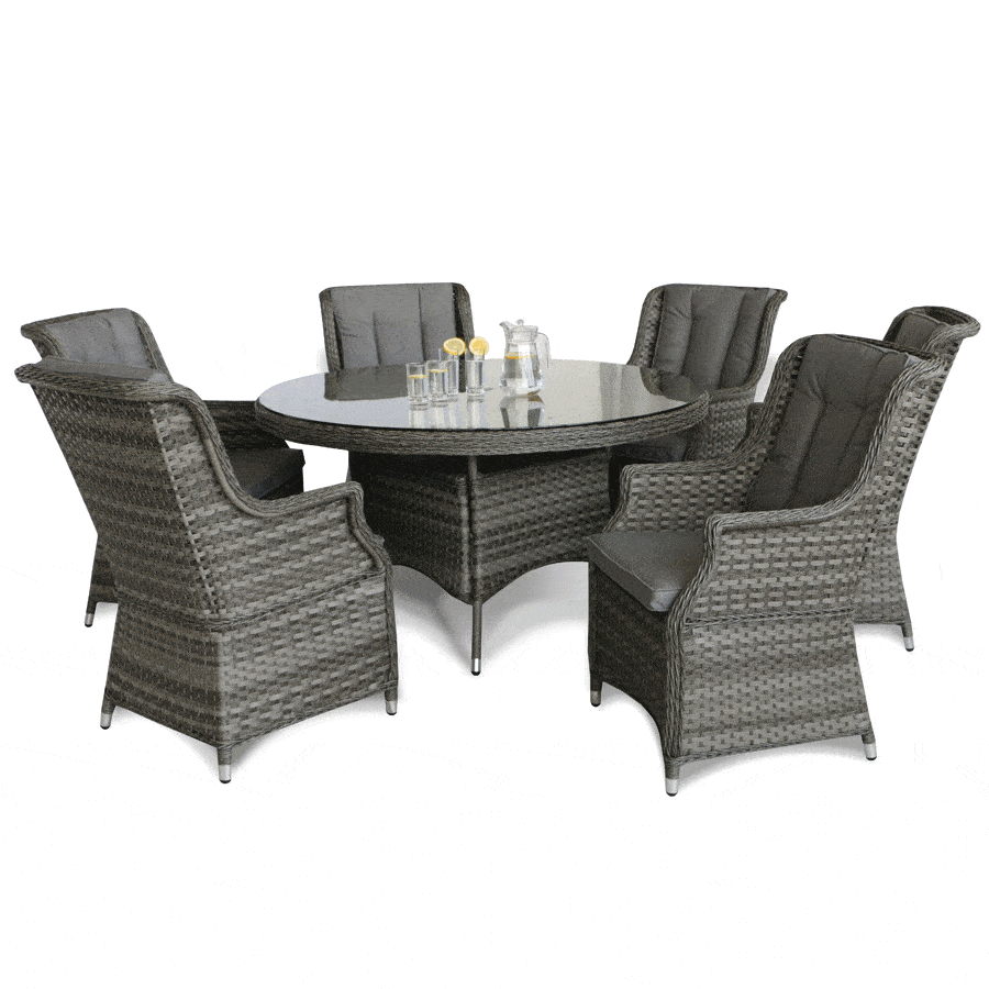 Amalfi High Back 6 Seat Grey Rattan Outdoor Dining Set — Mid Ulster