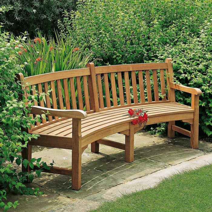 barlow tyrie glenham teak curved garden bench seat — mid