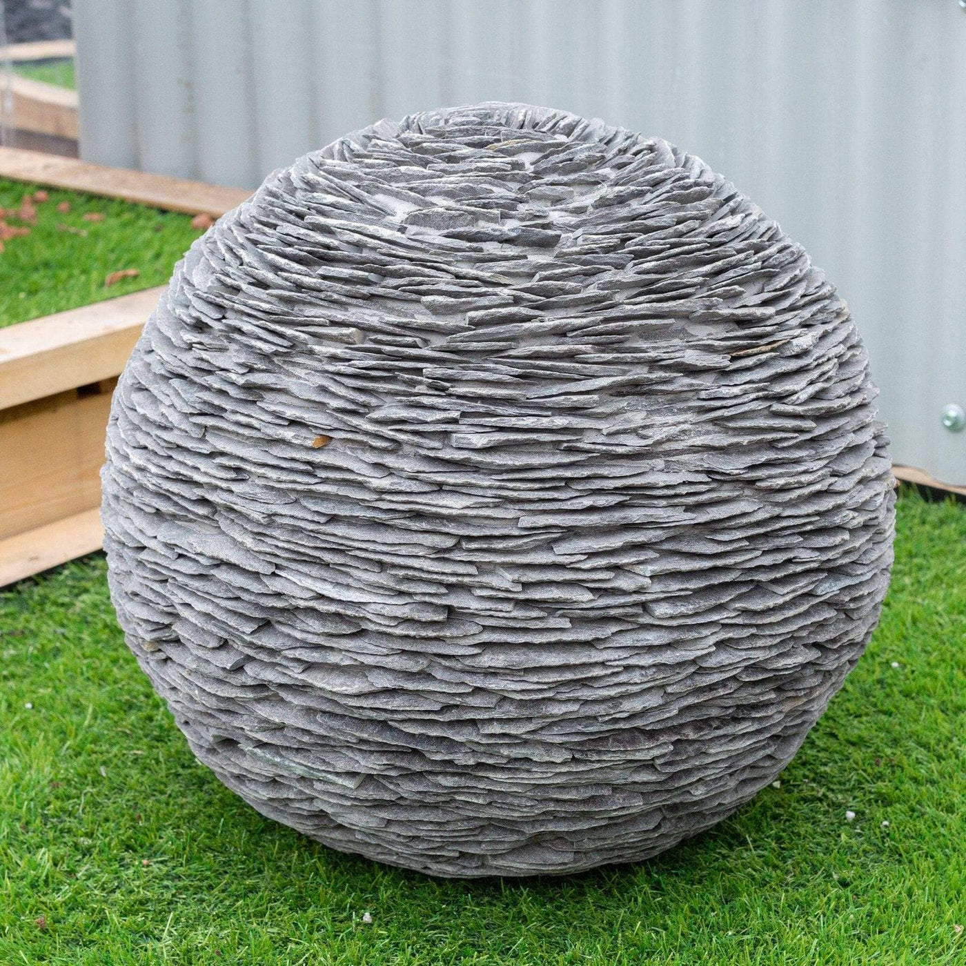 Grey Planet Slate Sphere Garden Water Feature - 40cm Diameter — Mid ...