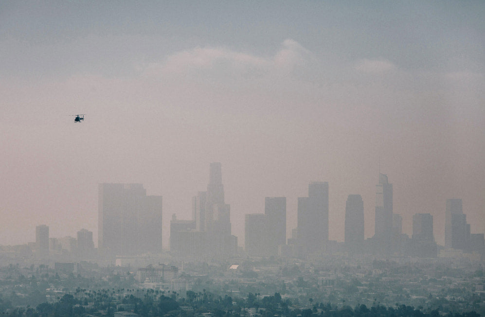 Hazy view of a cityscape