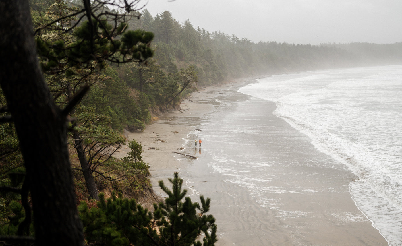 Woman takes a cold dip in the ocean.