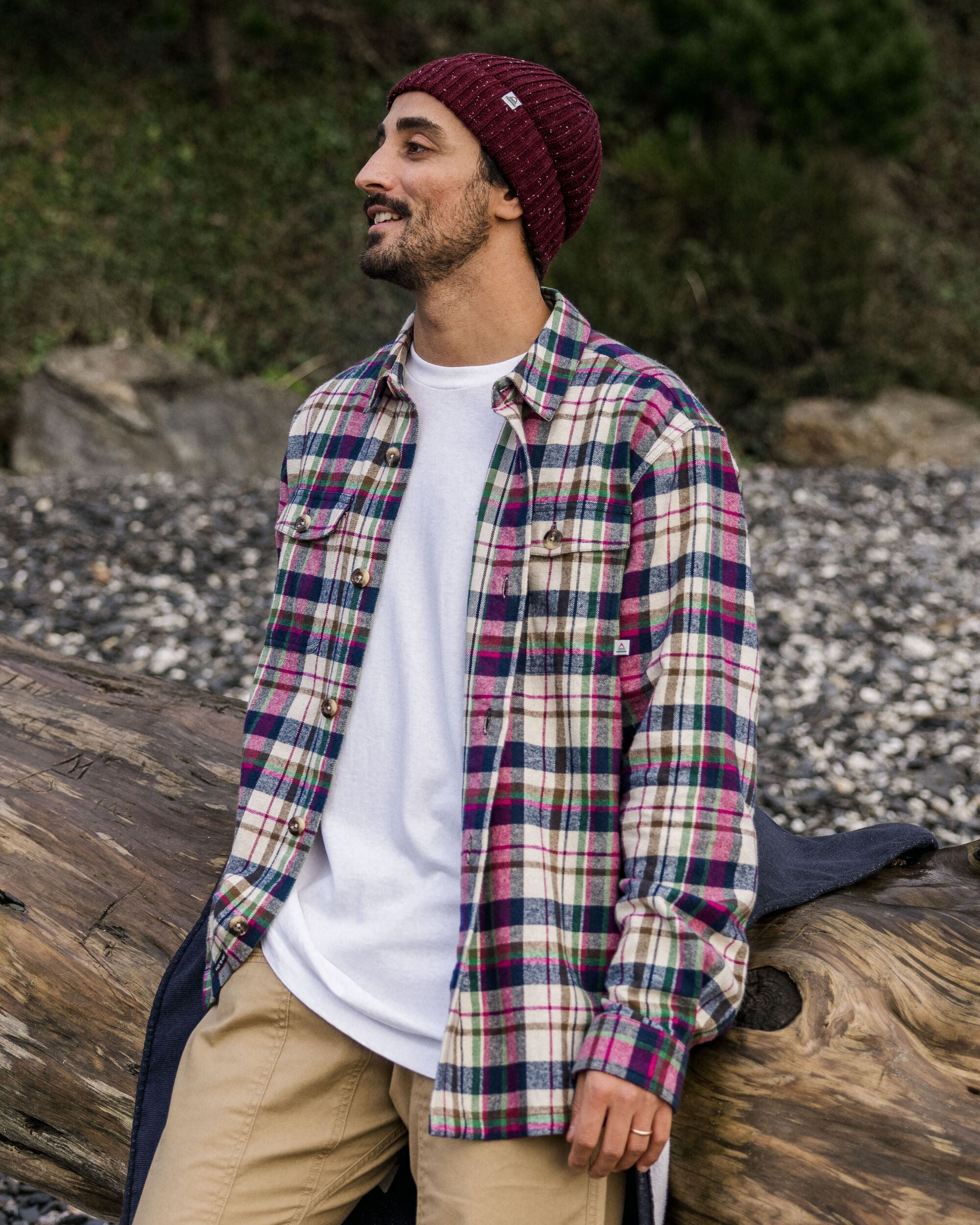 Rustic Organic Cotton Heavyweight Overshirt - Off White Check