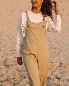 Shortie Linen Blend Dungarees Pistachio