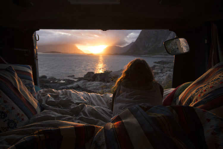 Relaxing in the camper van