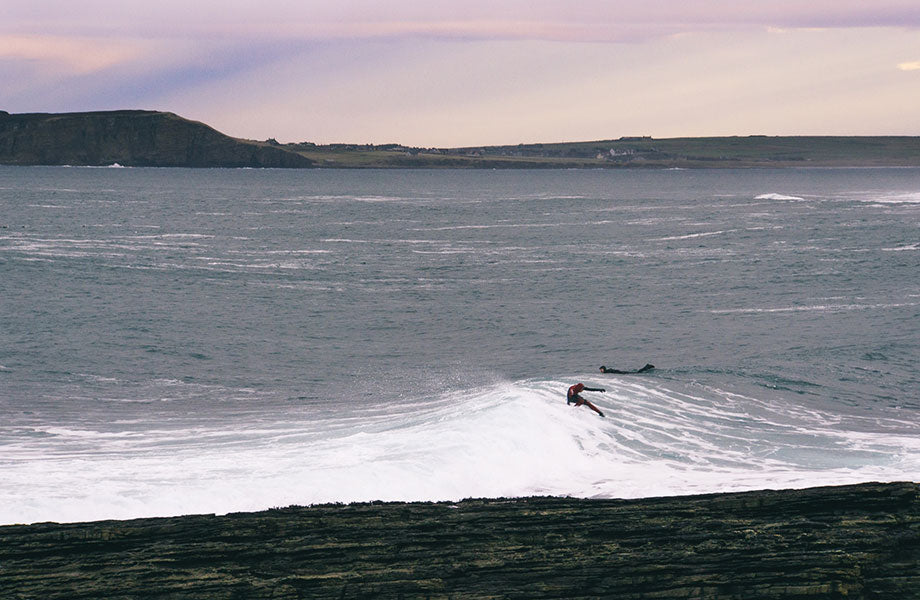Barry Mottershead surfing in Scotland
