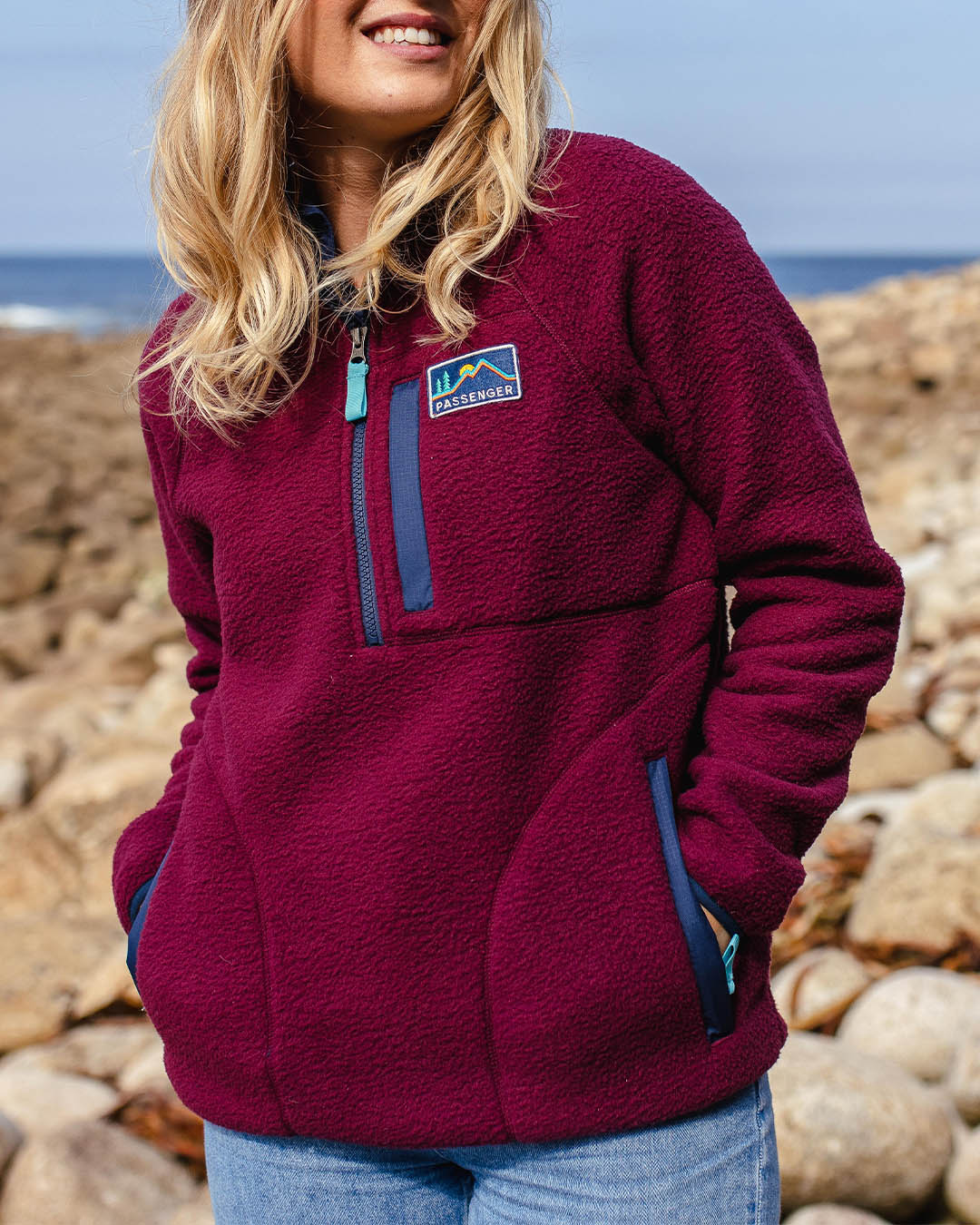 Home 1/4 Zip Recycled Sherpa Fleece - Windsor Wine