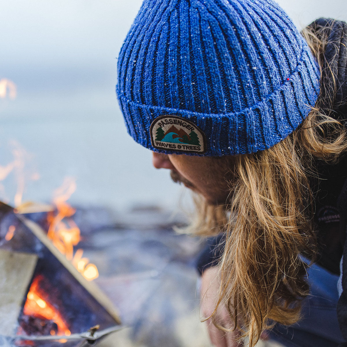 Katira Rib Knit Beanie - Blue Coral