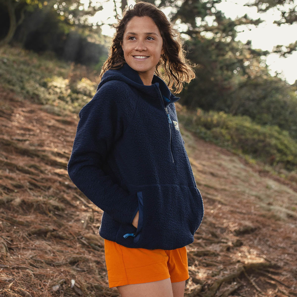 Maine Hooded Recycled Sherpa Fleece - Navy