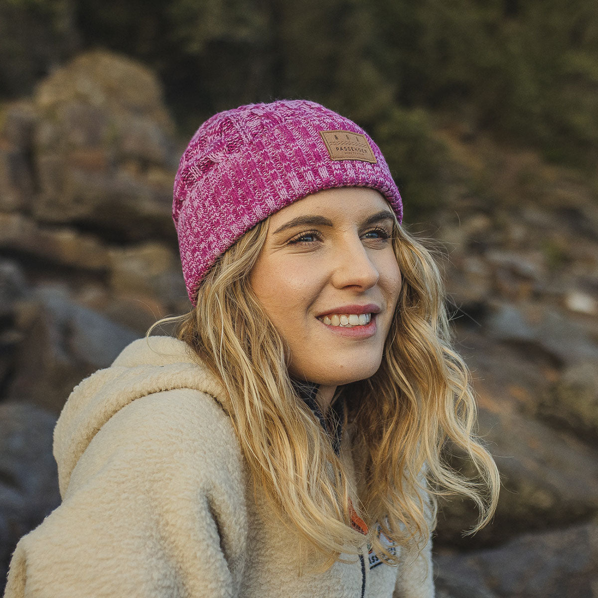 Fireside Cable Knit Beanie - Orchid