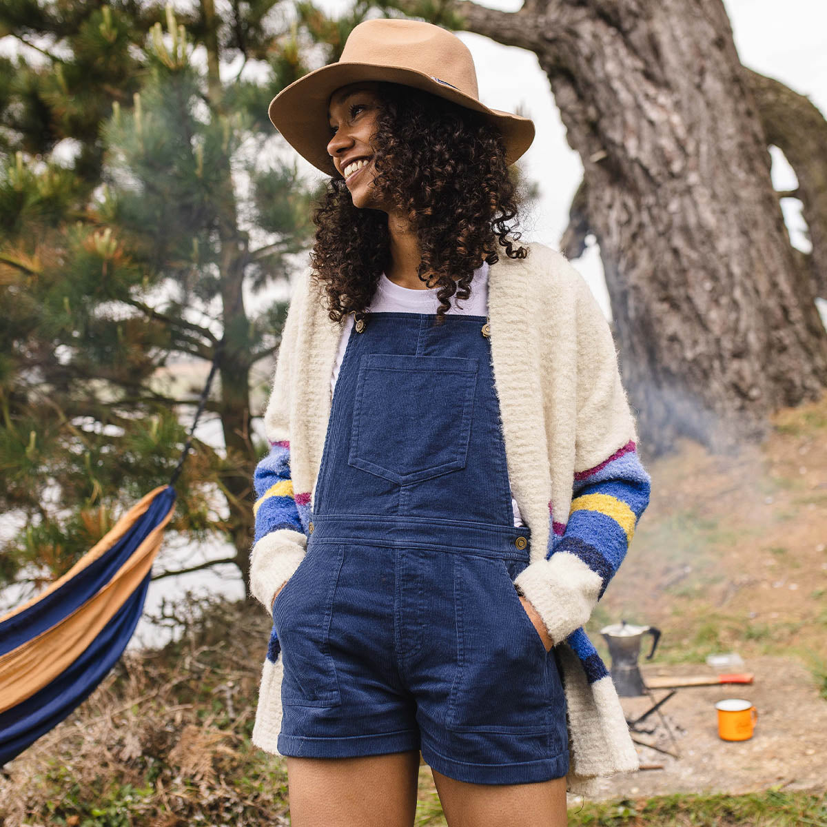 Riverglen Cardigan - Soft Cobalt Mix Up Stripe