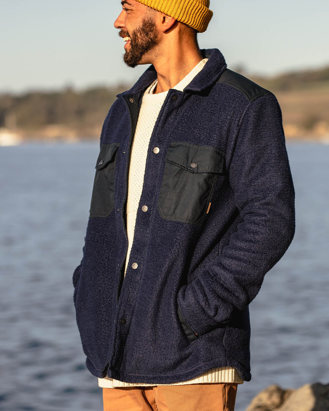 Spruce Recycled Sherpa Fleece Shirt - Navy