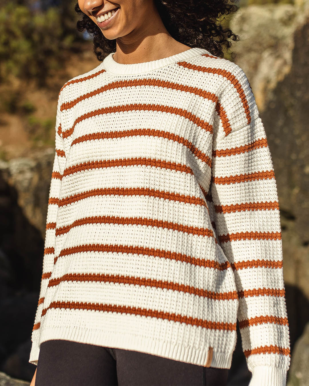 Lakewood Organic Cotton Knitted Jumper - Glazed Ginger Stripe