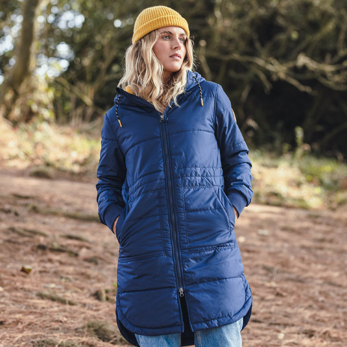 Flora Long Recycled Insulated Jacket - Rich Navy