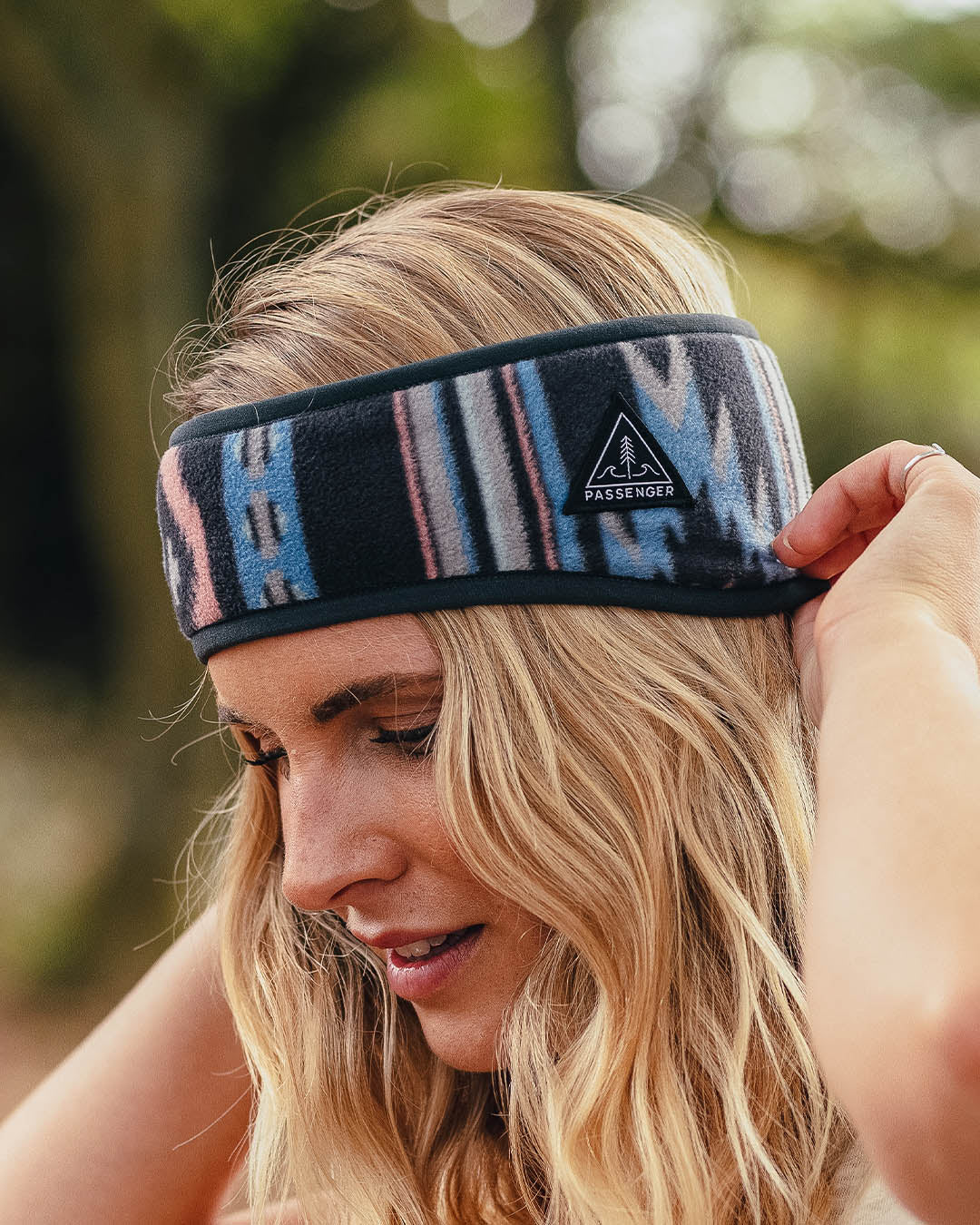 Roamer Recycled Polar Fleece Headband - Deep Navy Vintage Geo