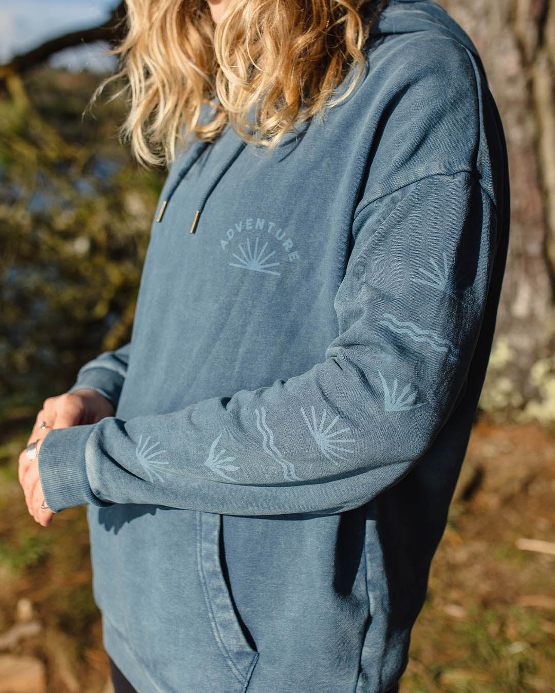 Roamers And Seekers Recycled Cotton Oversized Hoodie - Dark Denim