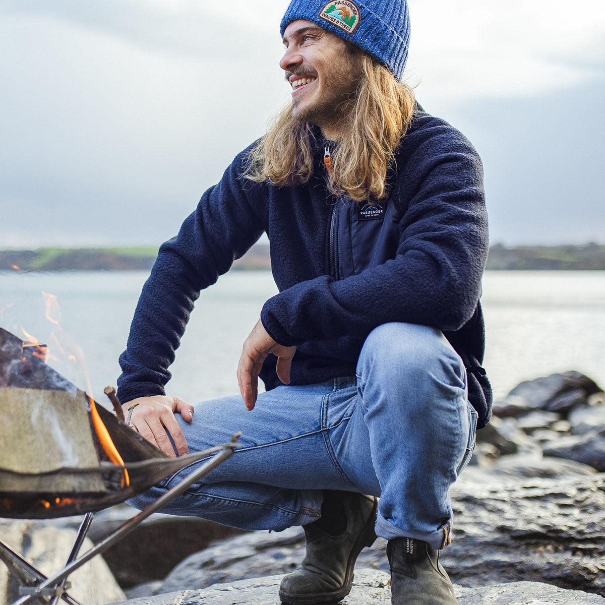 Offgrid 1/4 Zip Recycled Sherpa Fleece - Navy