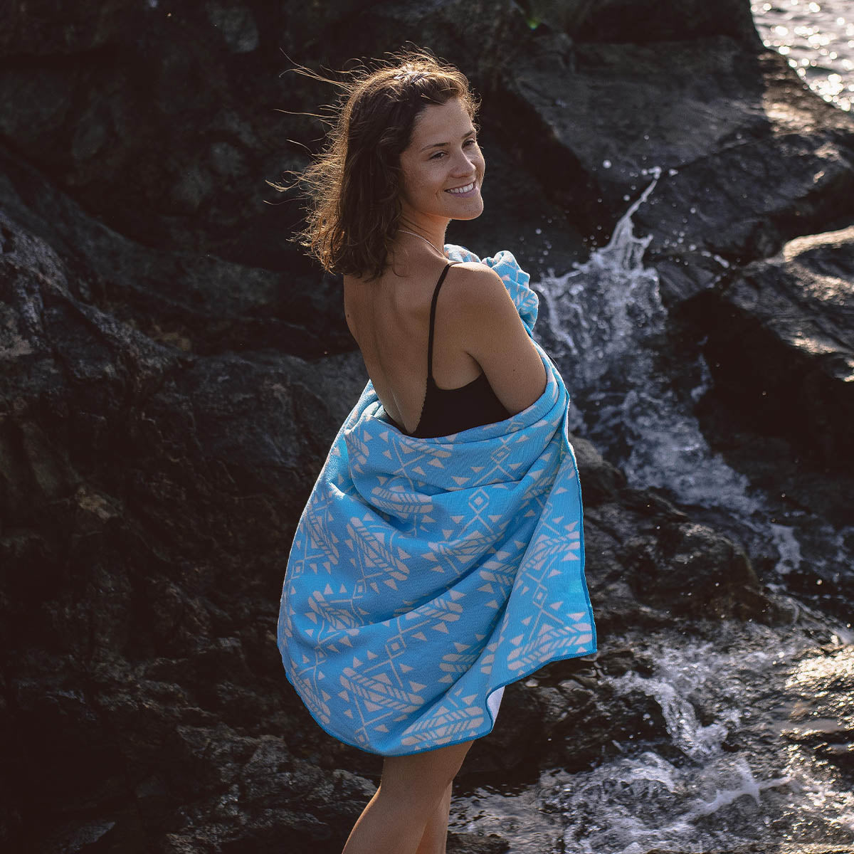 Portland Beach Recycled Towel - Blue Coast