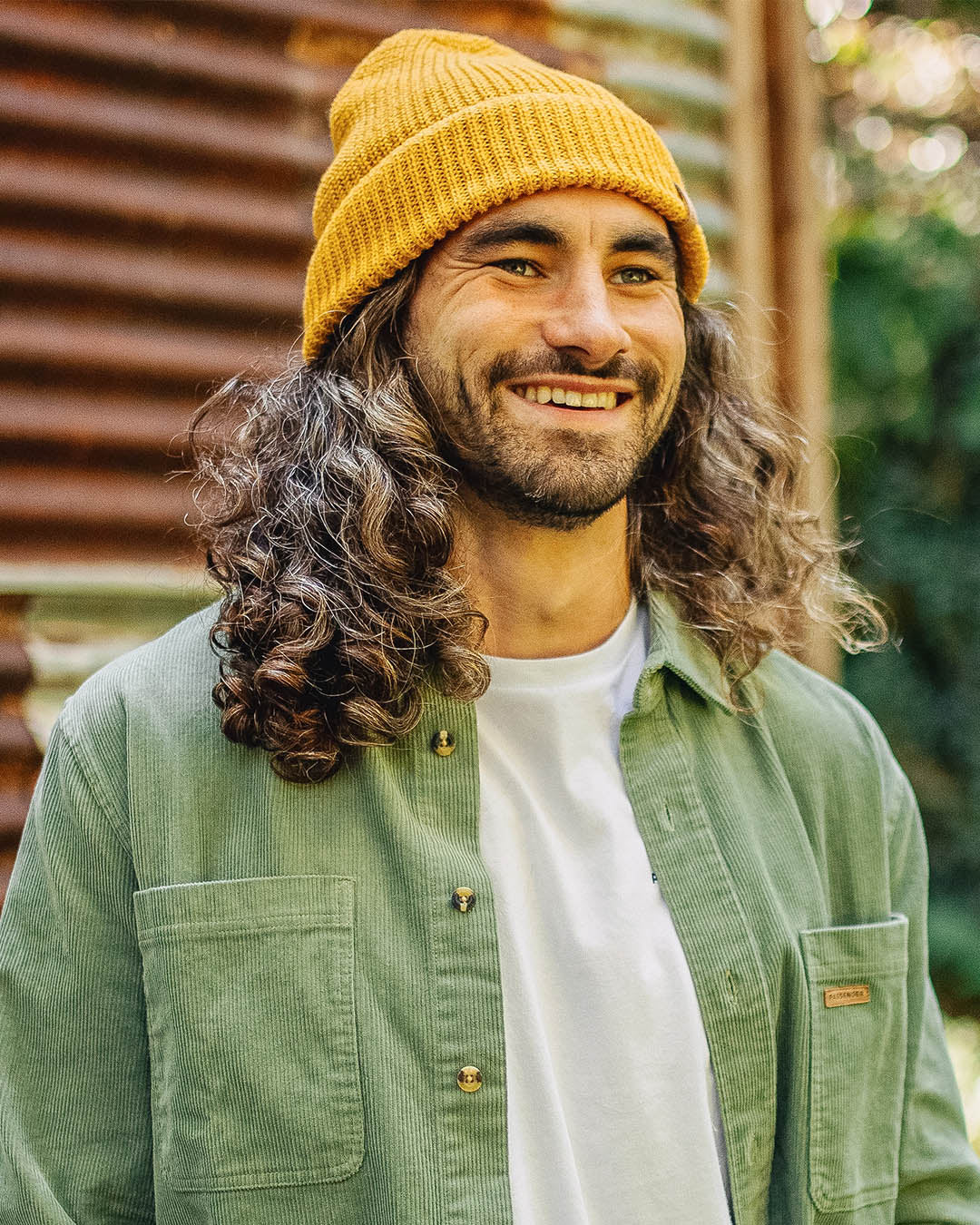 Compass Recycled Acrylic Beanie - Mustard Yellow