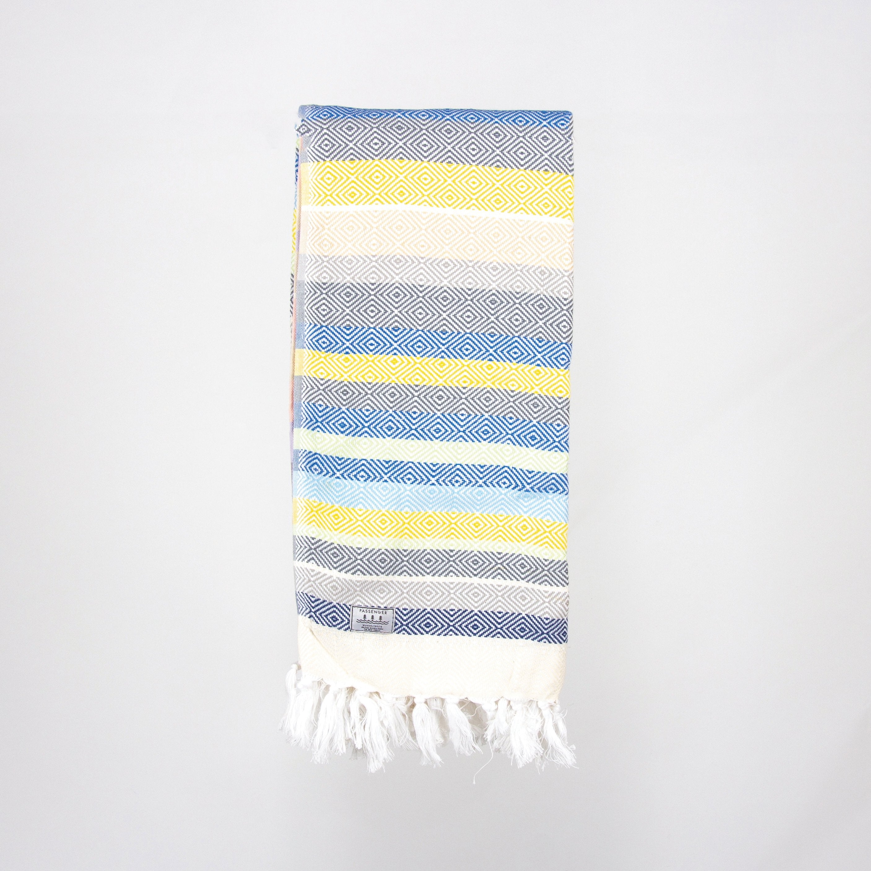 Image of Bayou Turkish Towel - Blue/Yellow/Brown