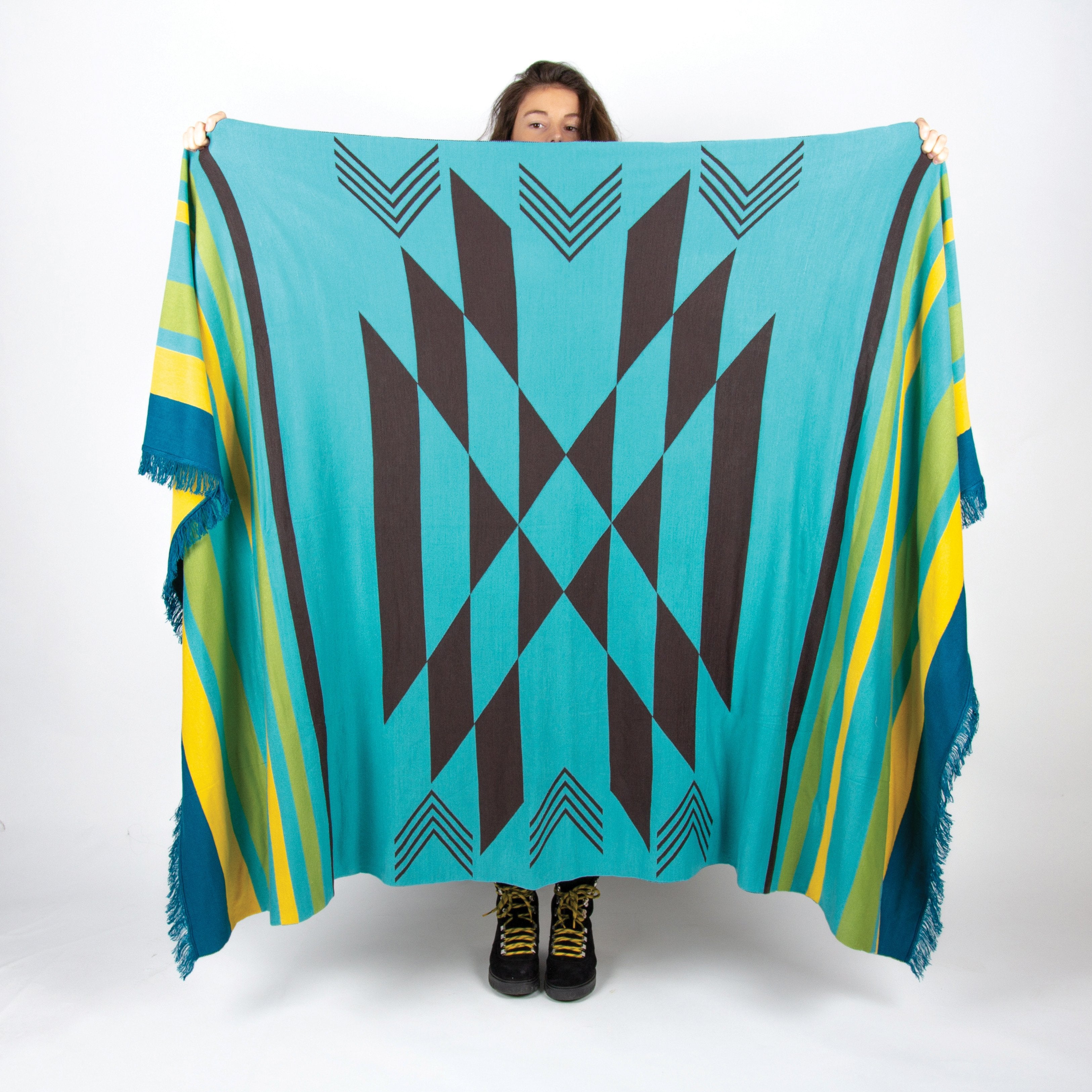 Image of Lakes Blanket - Blue/Green/Yellow