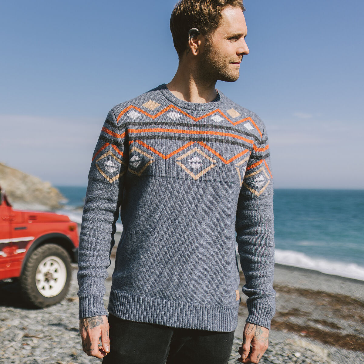 Fireside Knitted Jumper - Stone Blue