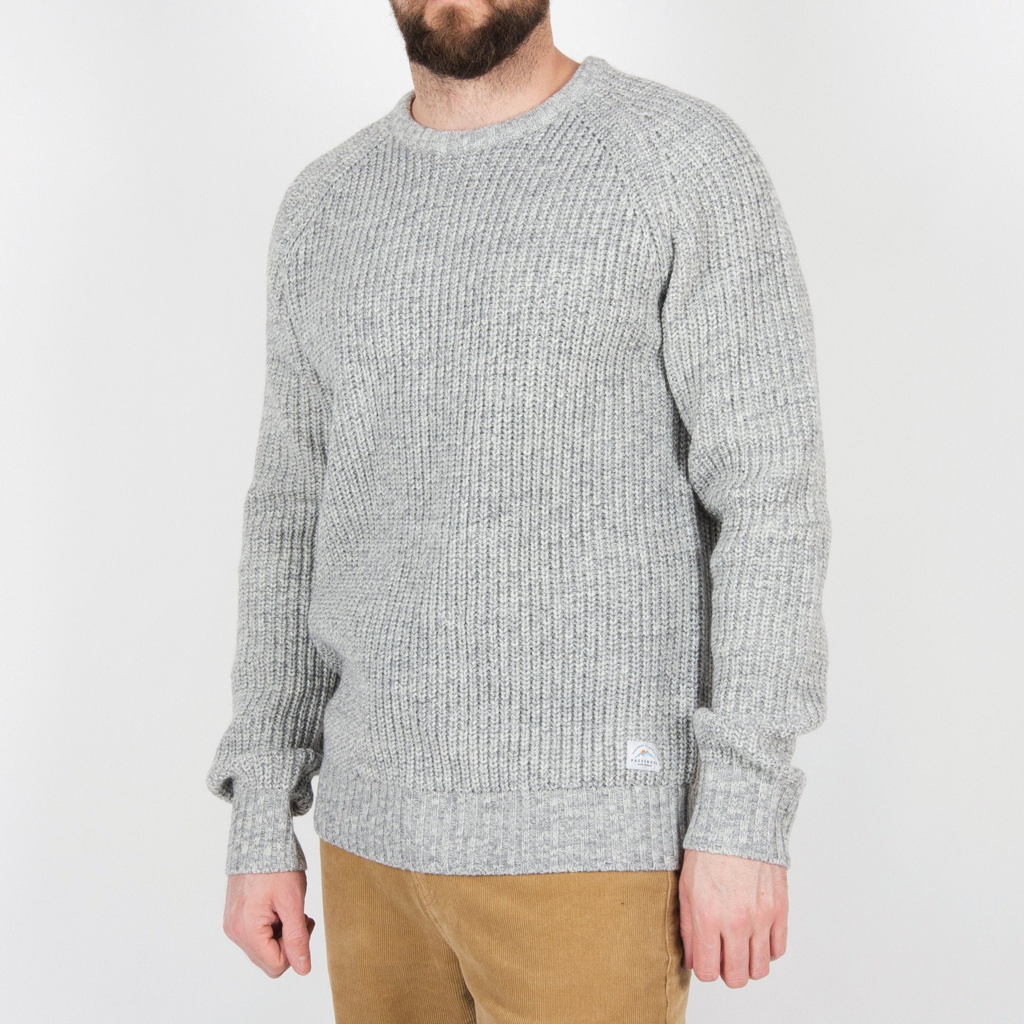 Image of Lewis Knitted Sweater - Light Grey/White