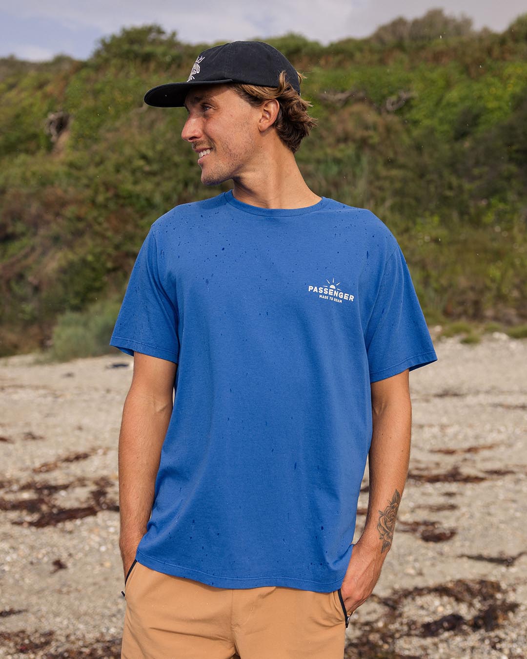 Roam Free Recycled Cotton T-Shirt - True Blue