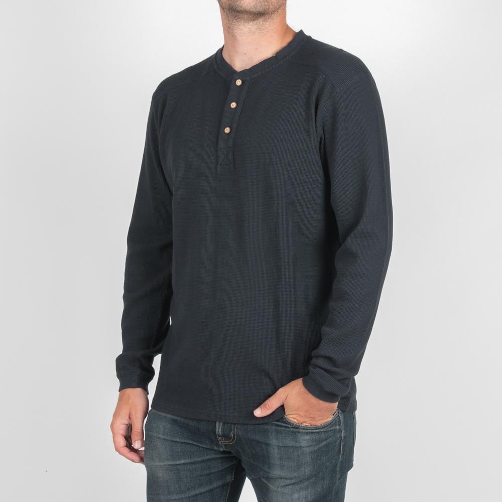 Image of Radcliffe Long Sleeve Henley T-shirt - Navy
