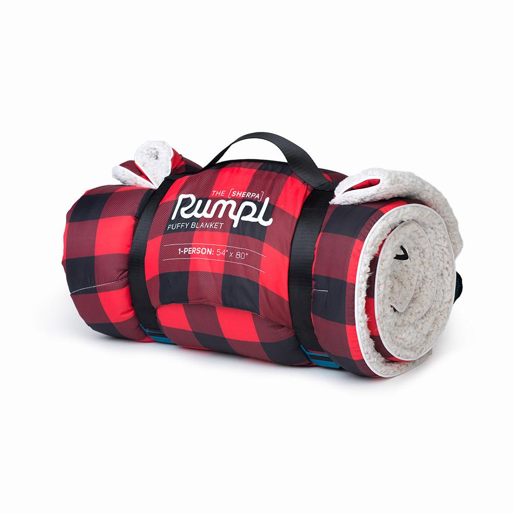 Image of Rumpl Sherpa Puffy Blanket 1 Person - Red Buffalo Plaid