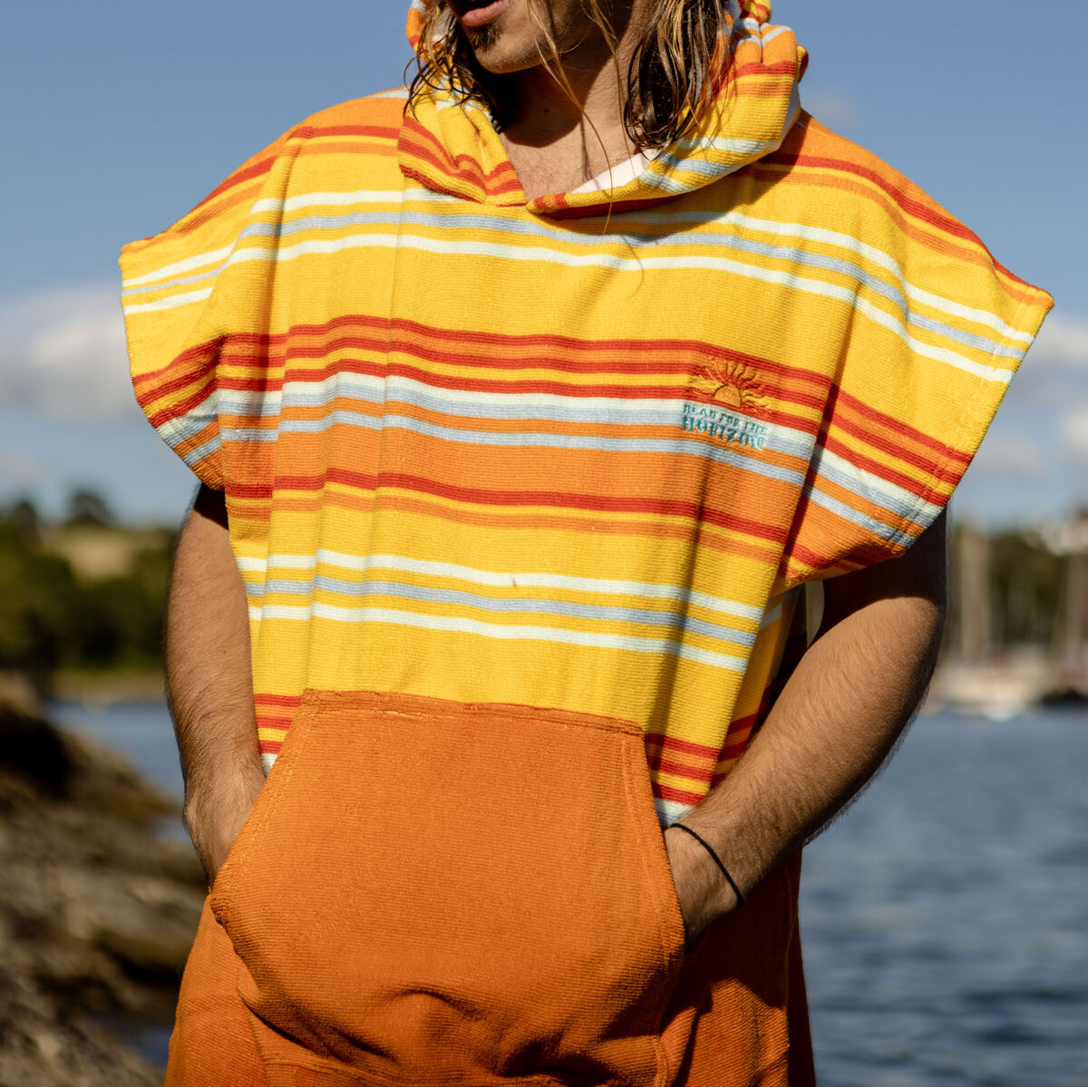 Baja Recycled Towel Poncho - Sun Stripe