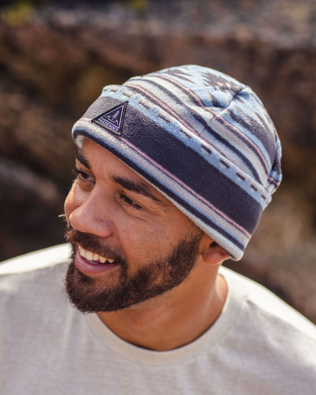 Wanderer Recycled Polar Beanie - Deep Navy Vintage Geo